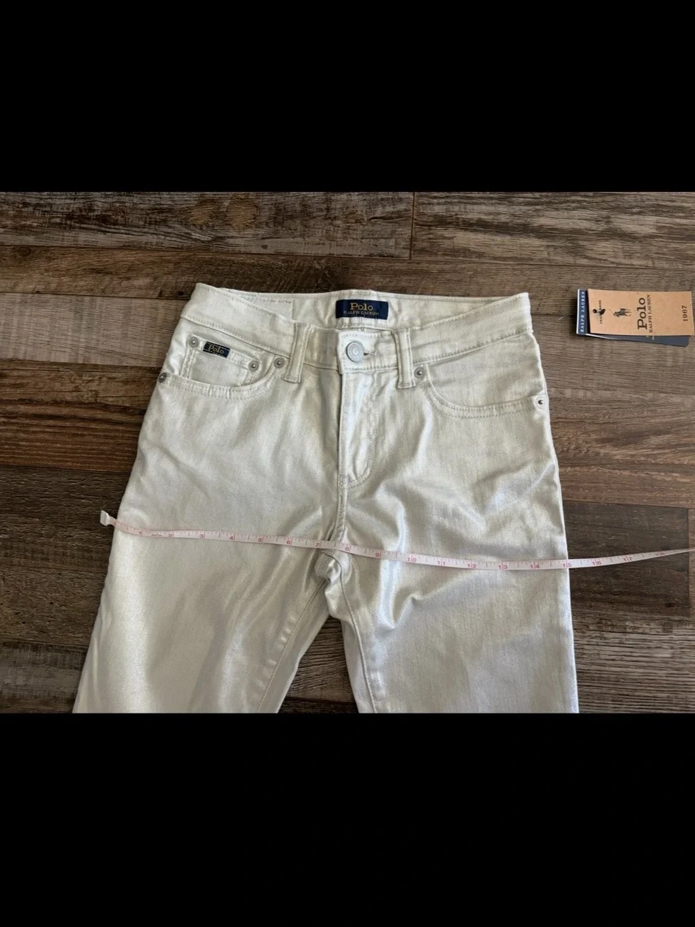 Polo Ralph Lauren The Tompkins Skinny Silver Coated Jeans – Girls Size 10 NWT